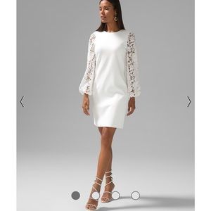 White lace sleeve shirt dress